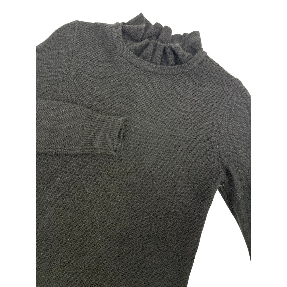 J.Crew Womens Black Alpaca Blend Ruffle Mock Neck Sweater Size S Pullover‎ Top